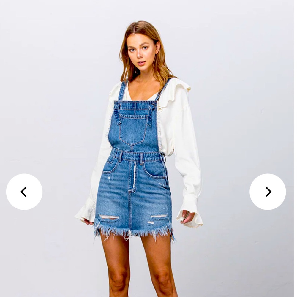 Insane Gene Simple Day - Frayed Detailed Denim Overall
Mini Dress Size Large - Picture 1 of 12